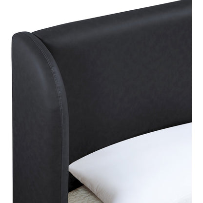 Warby Black Vegan Leather Upholstered Queen Bed