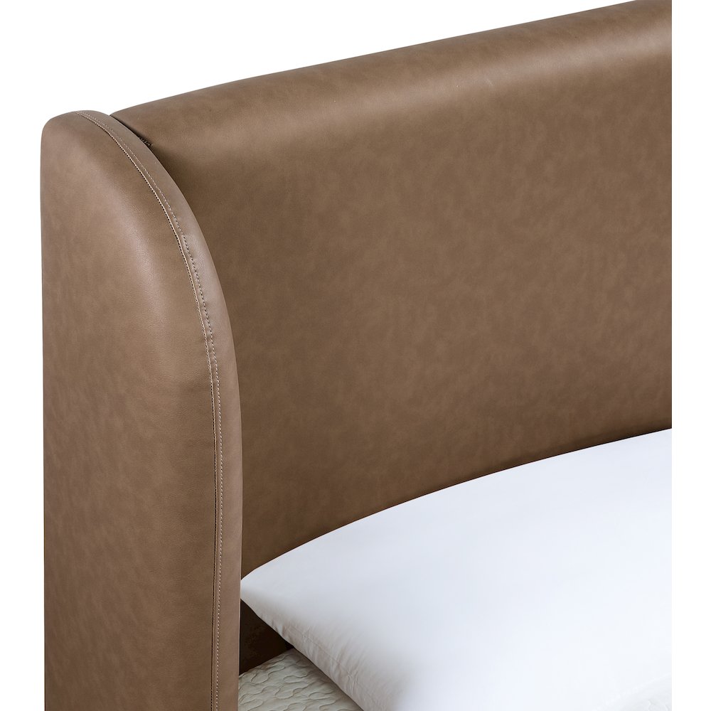 Warby Brown Vegan Leather Upholstered King Bed