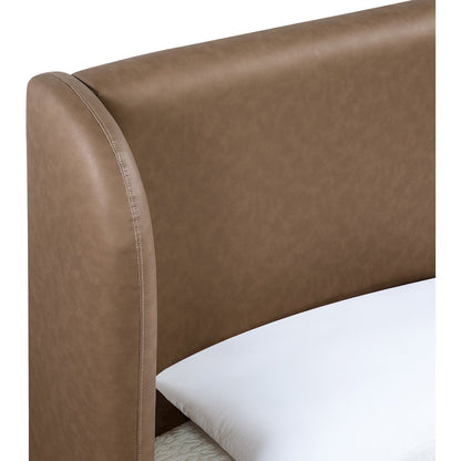 Warby Brown Vegan Leather Upholstered King Bed