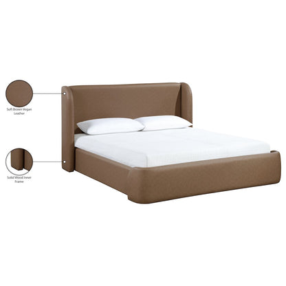 Warby Brown Vegan Leather Upholstered Queen Bed