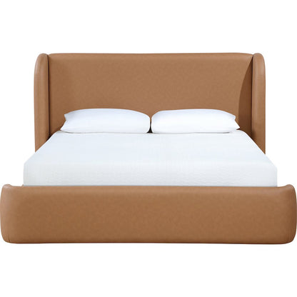 Warby Cognac Vegan Leather Upholstered Queen Bed