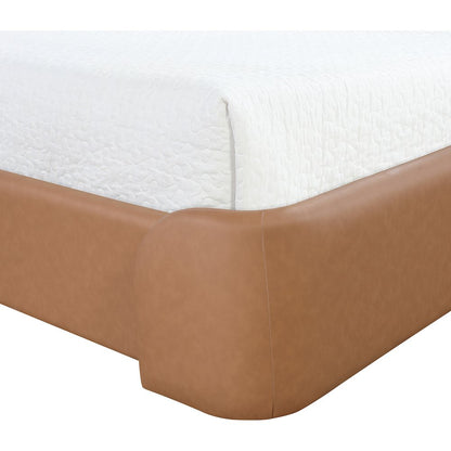 Warby Cognac Vegan Leather Upholstered Queen Bed