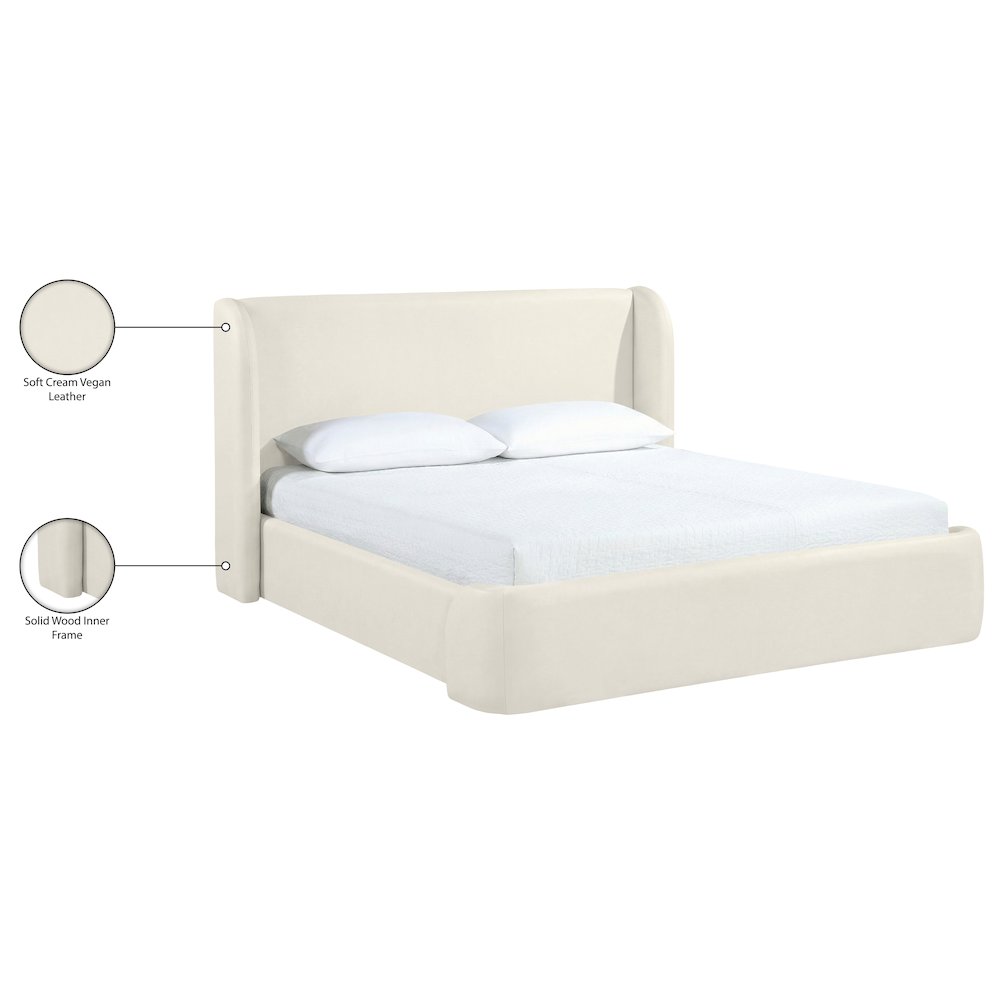 Warby Cream Vegan Leather Upholstered Full Bed