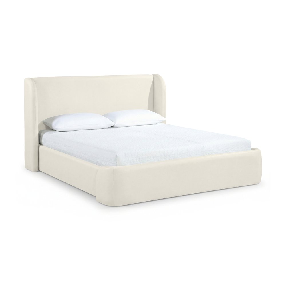 Warby Cream Vegan Leather Upholstered Full Bed