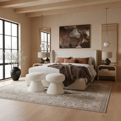 Warby Cream Vegan Leather Upholstered Full Bed