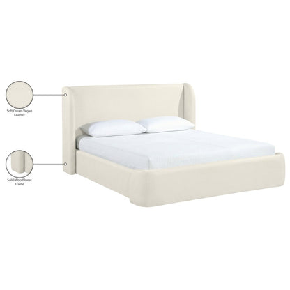 Warby Cream Vegan Leather Upholstered Queen Bed
