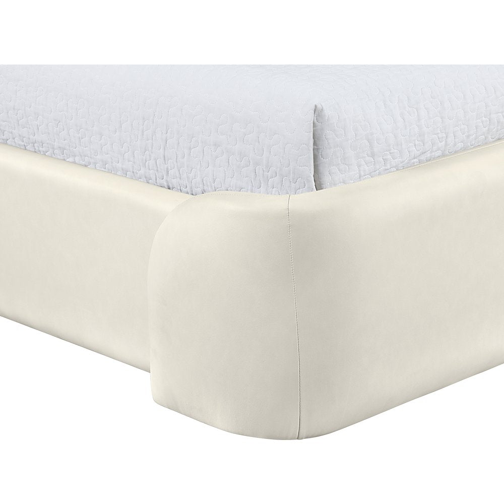 Warby Cream Vegan Leather Upholstered Twin Bed