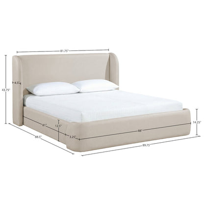 Warby Taupe Vegan Leather Upholstered King Bed