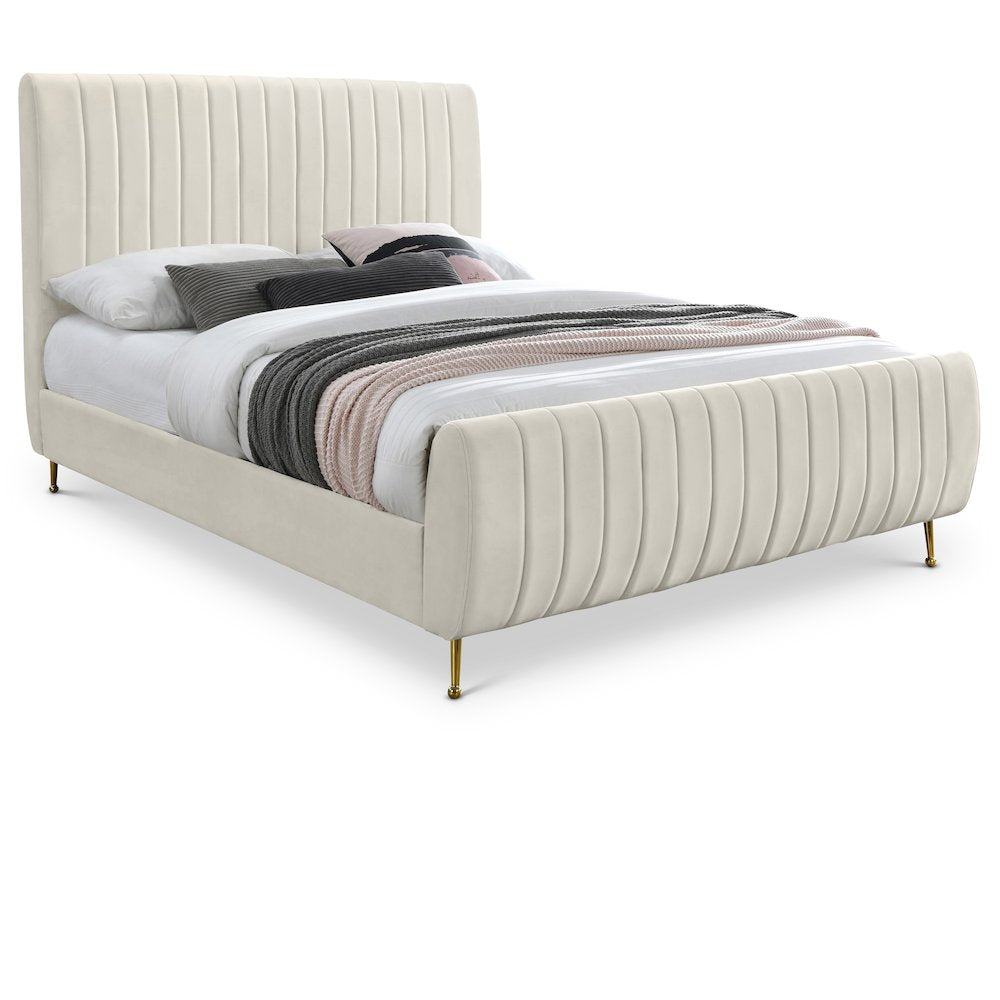 Zara Cream Velvet King Bed
