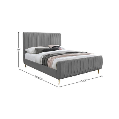 Zara Grey Velvet Full Bed