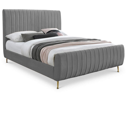 Zara Grey Velvet Full Bed