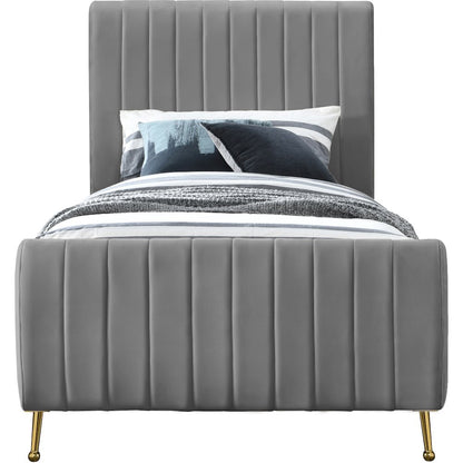 Zara Grey Velvet Twin Bed