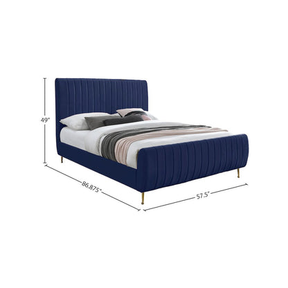Zara Navy Velvet Full Bed