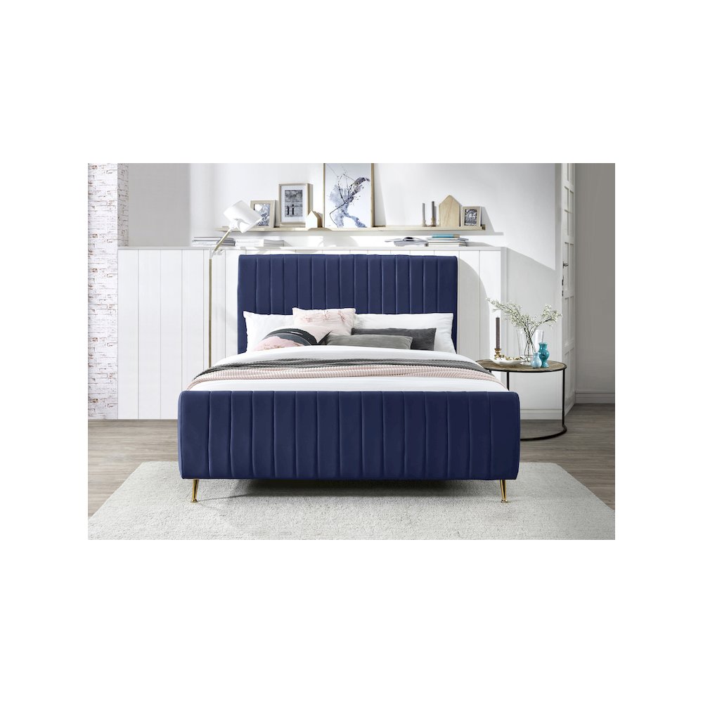 Zara Navy Velvet Full Bed