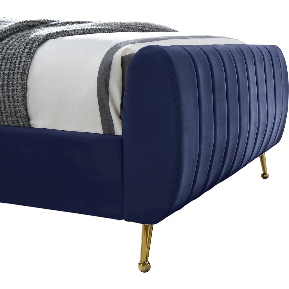 Zara Navy Velvet Queen Bed