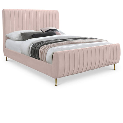 Zara Pink Velvet Queen Bed