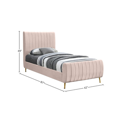 Zara Pink Velvet Twin Bed