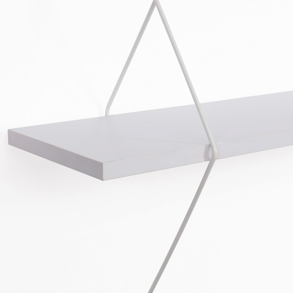 Contemporary Two Level White Shelving System with White Wire Brackets