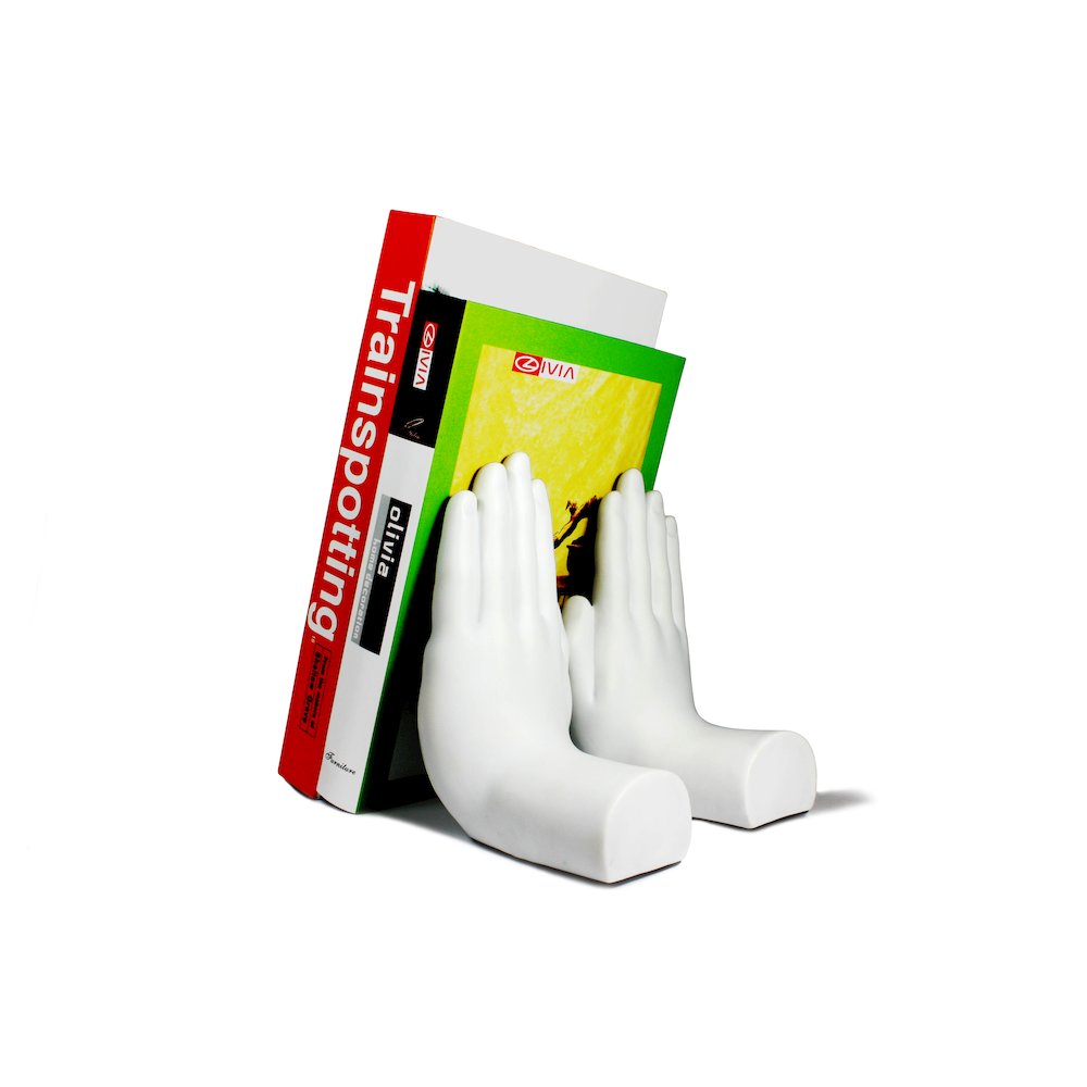 White "Hands" Bookend Set of 2