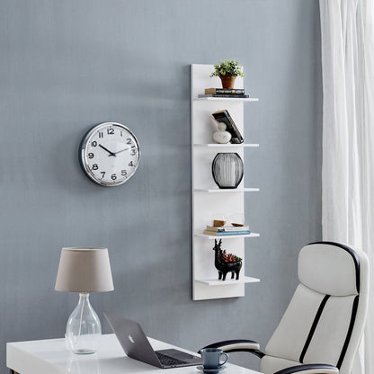 White Finish Wide Column Wall Shelf