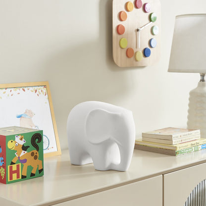 Abstract Minimalist Elephant Decorative Accent Matte Ceramic Sculpture Figure