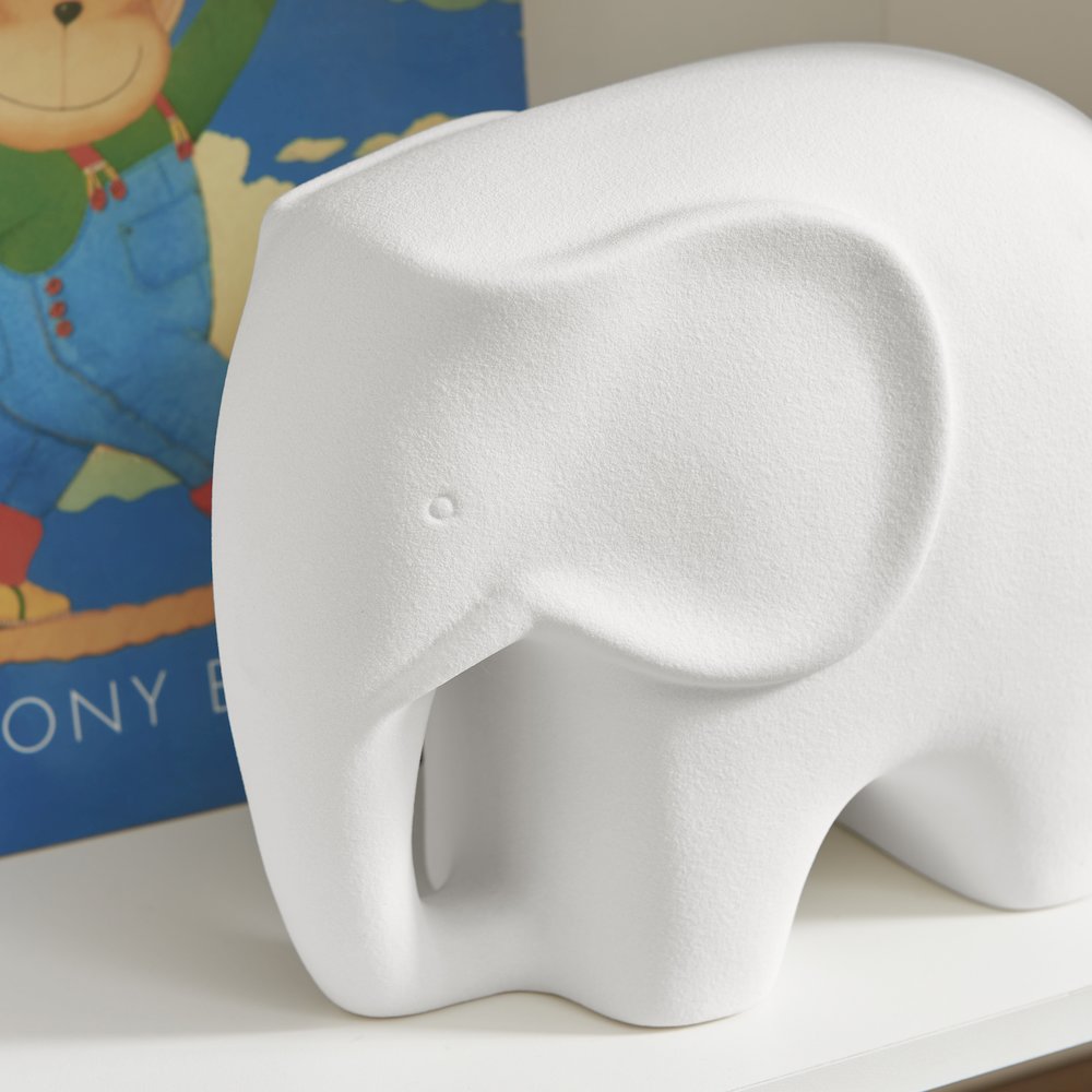 Abstract Minimalist Elephant Decorative Accent Matte Ceramic Sculpture Figure