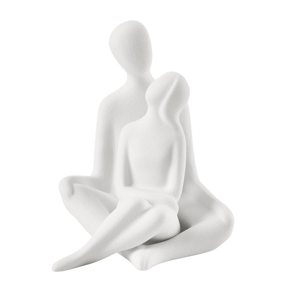 Abstract Sitting Couple Decorative Accent Matte Ceramic Sculpture Figure Set