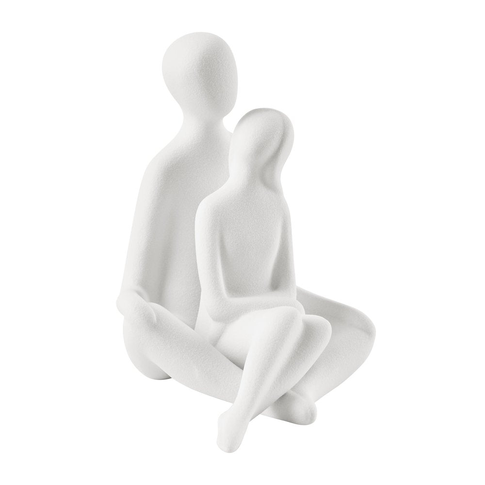 Abstract Sitting Couple Decorative Accent Matte Ceramic Sculpture Figure Set