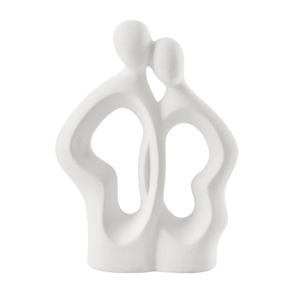 Abstract Embrace Couple Decorative Accent Matte Ceramic Sculpture Figure