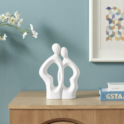 Abstract Embrace Couple Decorative Accent Matte Ceramic Sculpture Figure