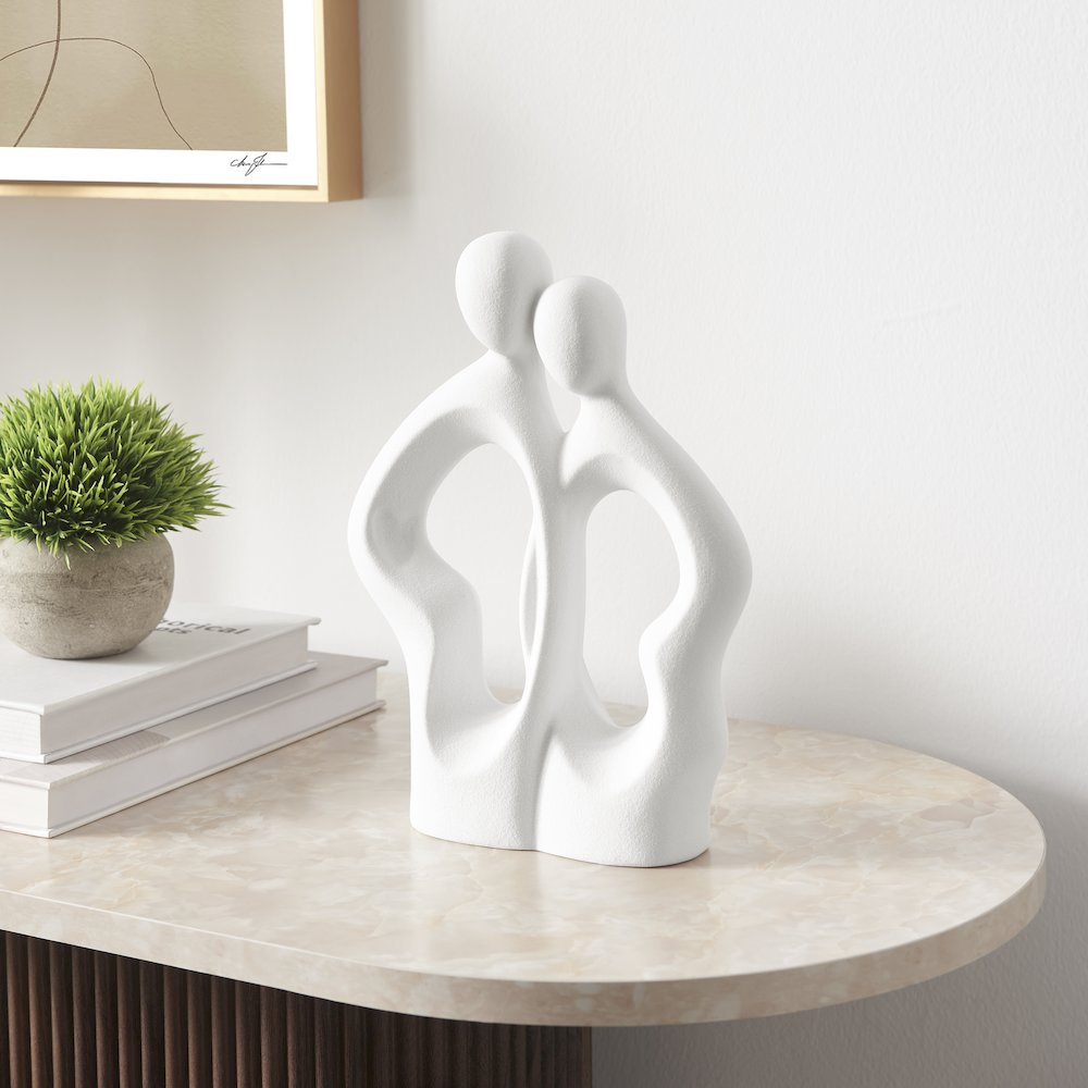 Abstract Embrace Couple Decorative Accent Matte Ceramic Sculpture Figure