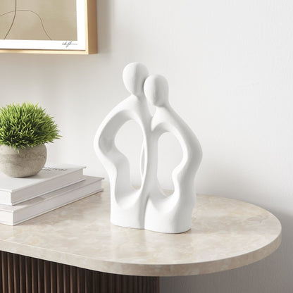 Abstract Embrace Couple Decorative Accent Matte Ceramic Sculpture Figure