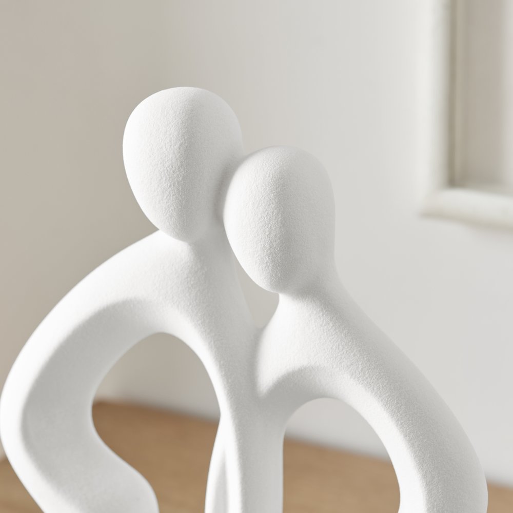 Abstract Embrace Couple Decorative Accent Matte Ceramic Sculpture Figure
