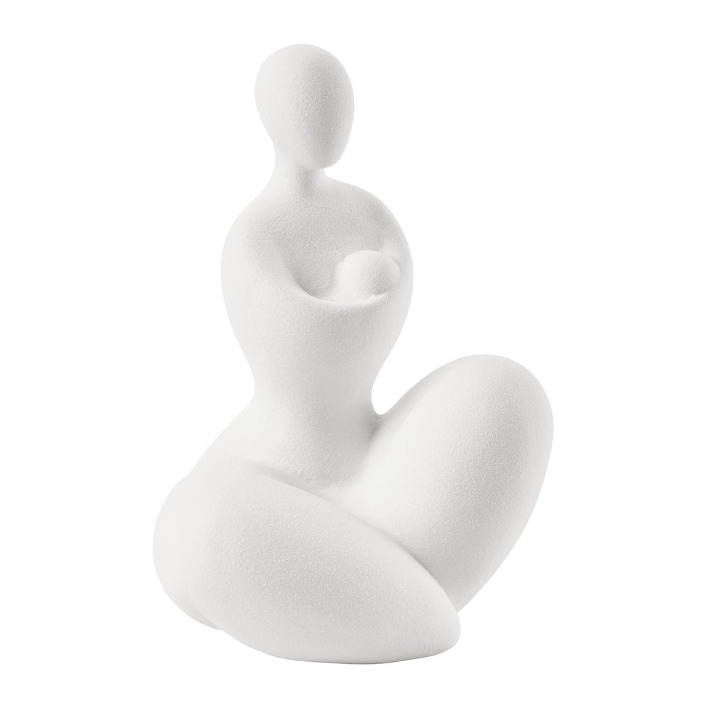 Abstract Mother Embracing Child Decorative Accent Matte Ceramic Sculpture Figure