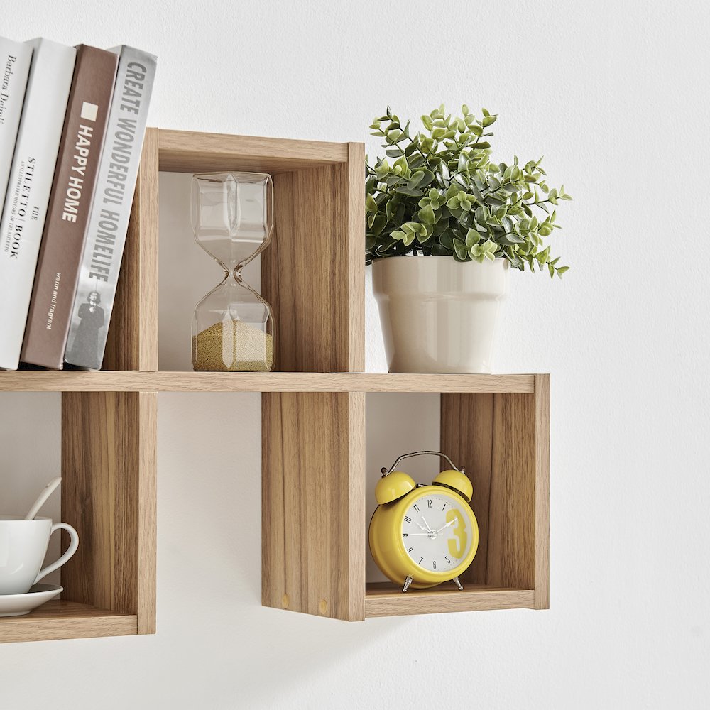 Cubby Chessboard Wall Shelf – Horizontal or Vertical - Chestnut