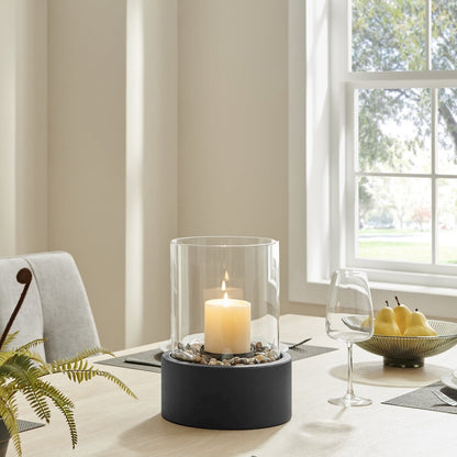 Tabletop Pillar Hurricane Candleholder with Decorative Pebbles - Small