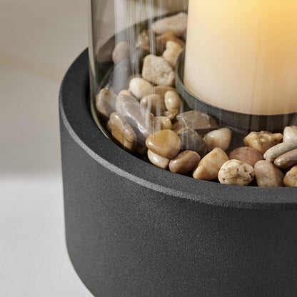 Tabletop Pillar Hurricane Candleholder with Decorative Pebbles - Small