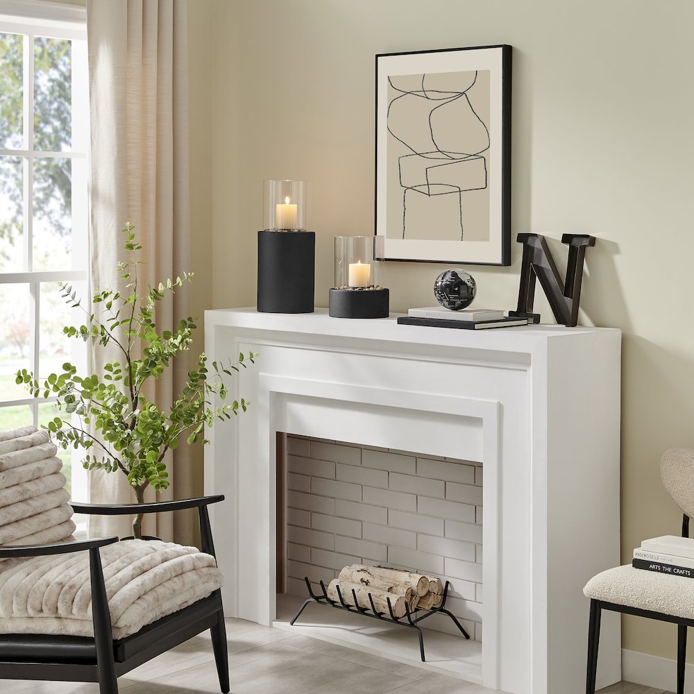 Tabletop Pillar Hurricane Candleholder with Decorative Pebbles - Small