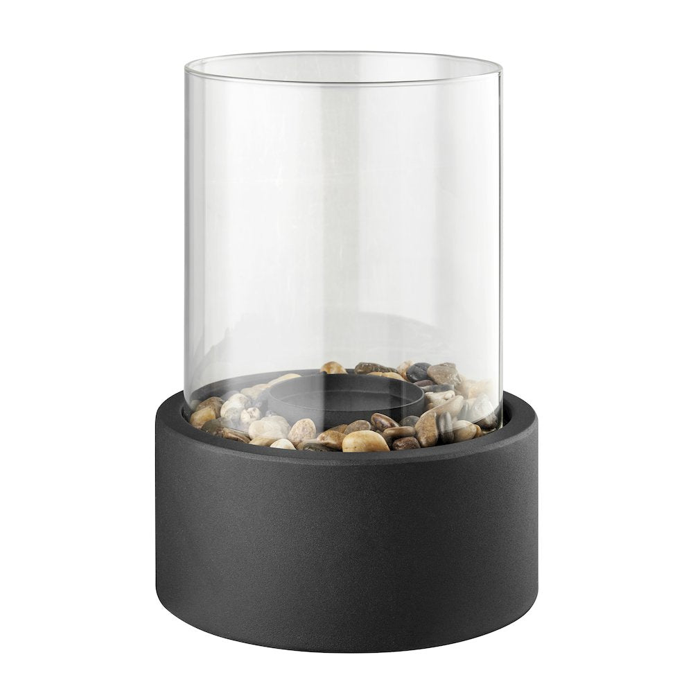 Tabletop Pillar Hurricane Candleholder with Decorative Pebbles - Small