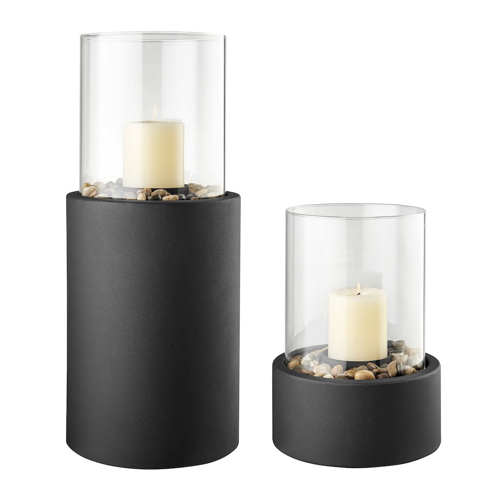 Tabletop Pillar Hurricane Candleholder with Decorative Pebbles - Small