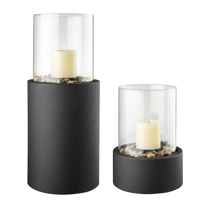 Tabletop Pillar Hurricane Candleholder with Decorative Pebbles - Small