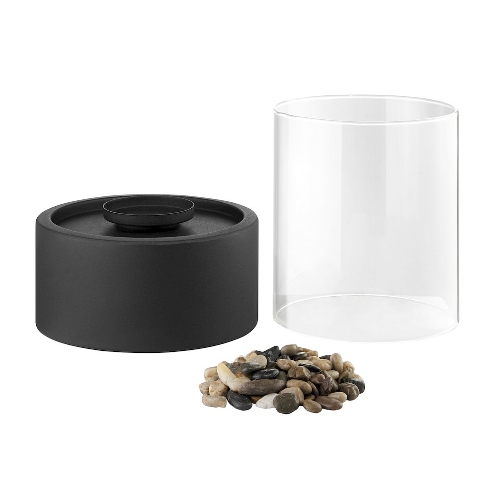 Tabletop Pillar Hurricane Candleholder with Decorative Pebbles - Small