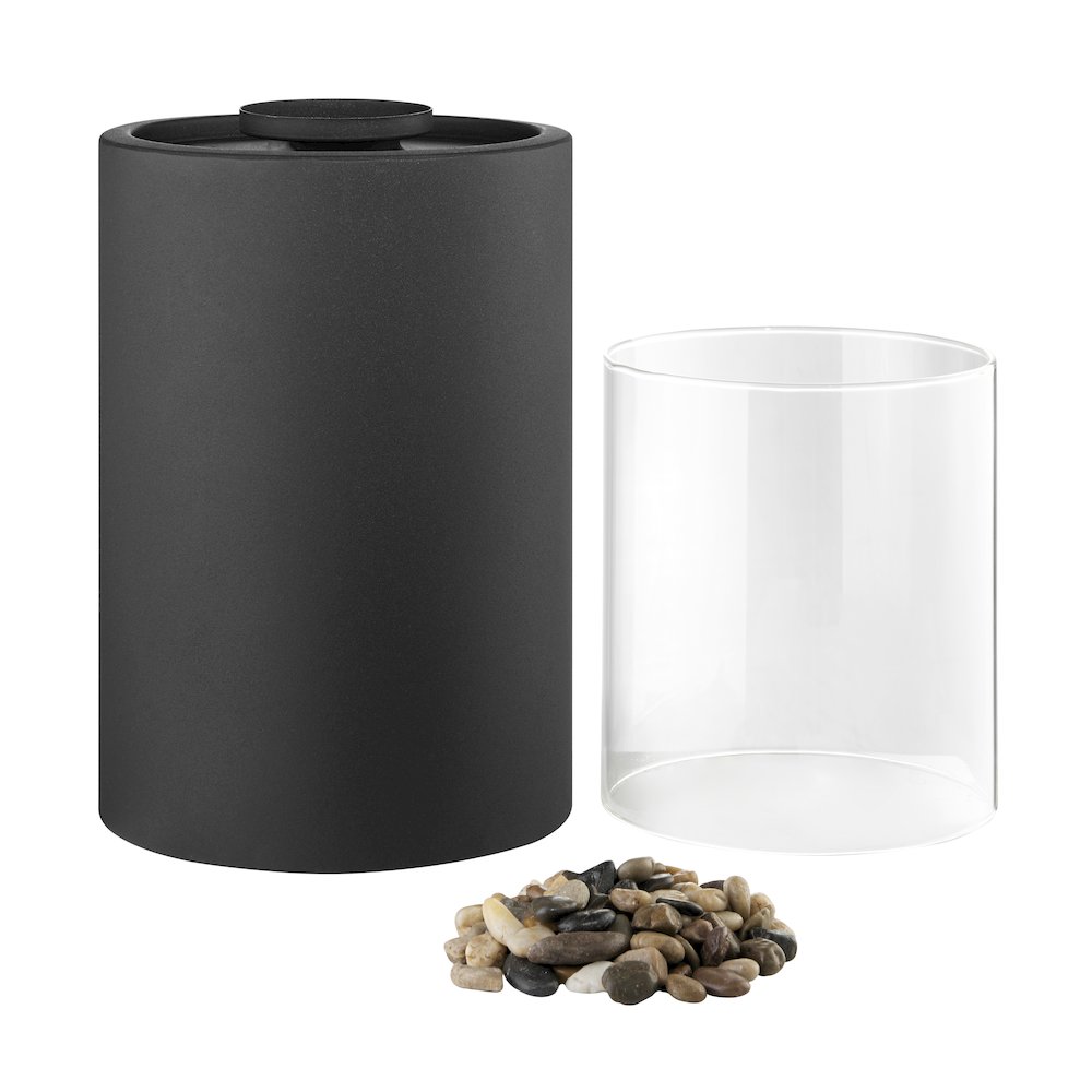 Tabletop Pillar Hurricane Candleholder with Decorative Pebbles - Large