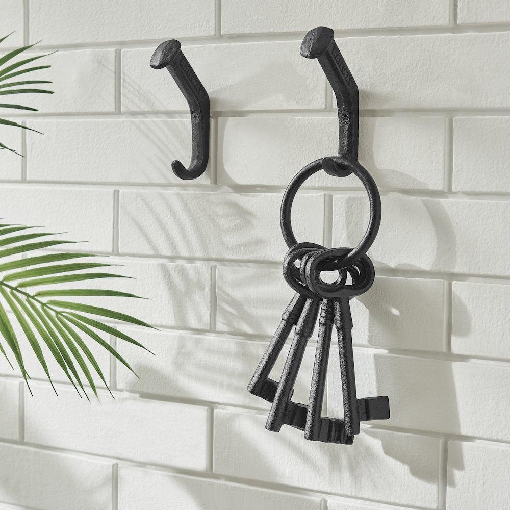 Black Decorative Cast Iron Keys on Ring Sculpture