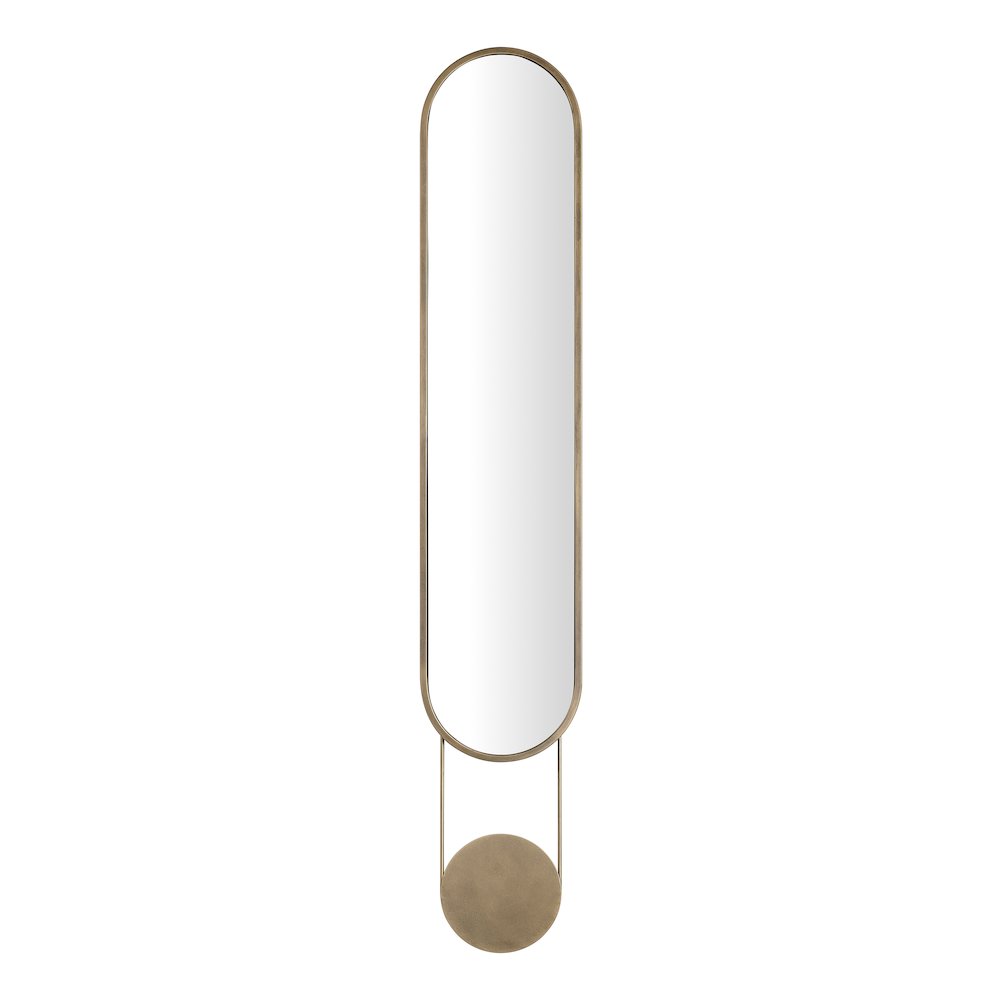 Mid-century Modern Antique Brass Oval Hanging Decorative Wall Mirror