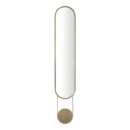 Mid-century Modern Antique Brass Oval Hanging Decorative Wall Mirror