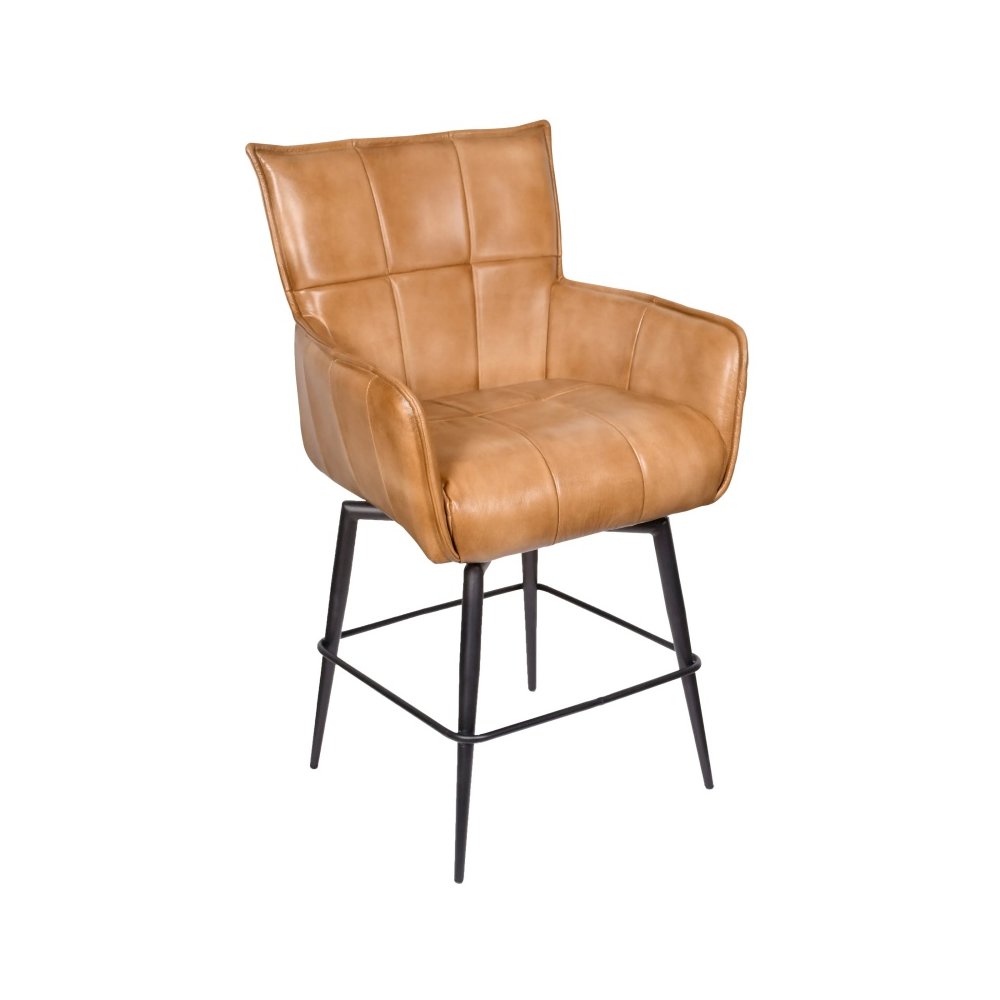 Gordon Leather Swivel Counter Stool – Caramel