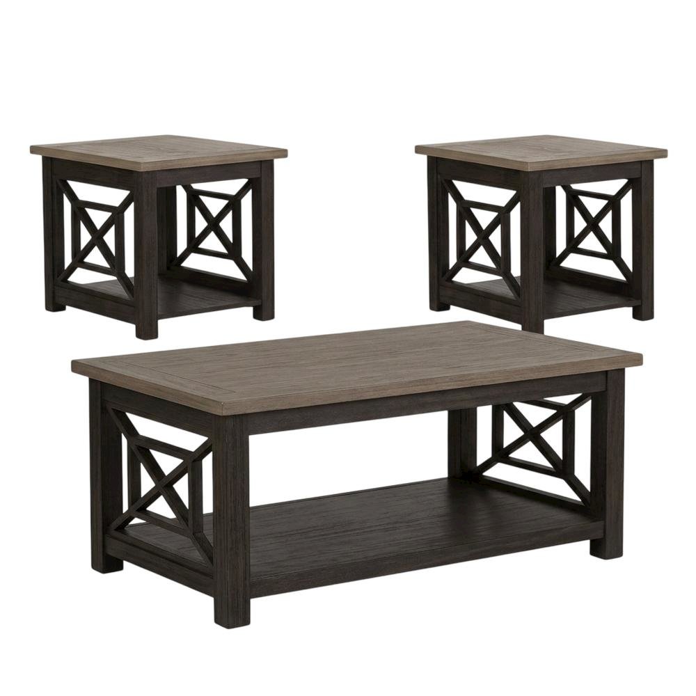 Black Living Room Set - 3 Piece Coffee Table and End Table Set