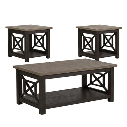 Black Living Room Set - 3 Piece Coffee Table and End Table Set