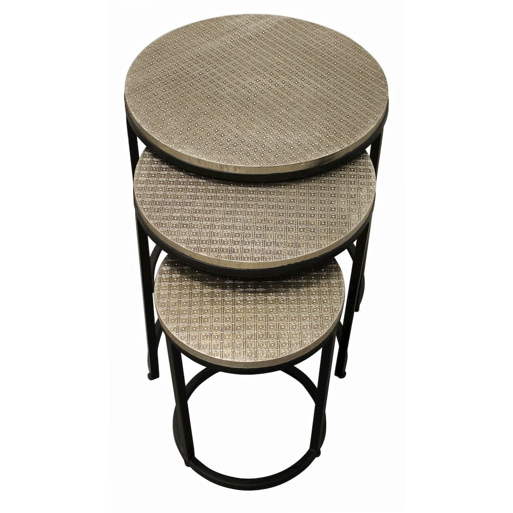 Meenal Nesting Table in Brass Silver